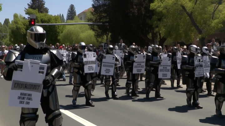 Nation's Robots Demand Right to Bear Arms in Silicon Valley Protest