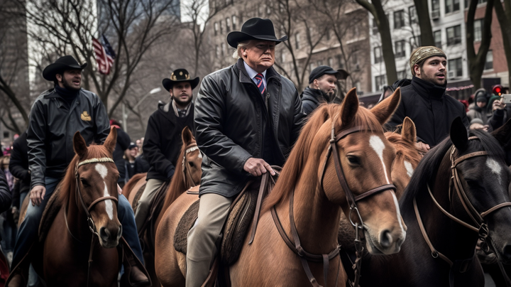 "Manhattan Mayhem: Trump Canters into NYC for a Pistols-at-Dawn Showdown with DA Bragg!"