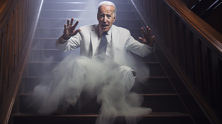 President Biden dead at 80, Ghost Continues To Stumble on White House Stairs.